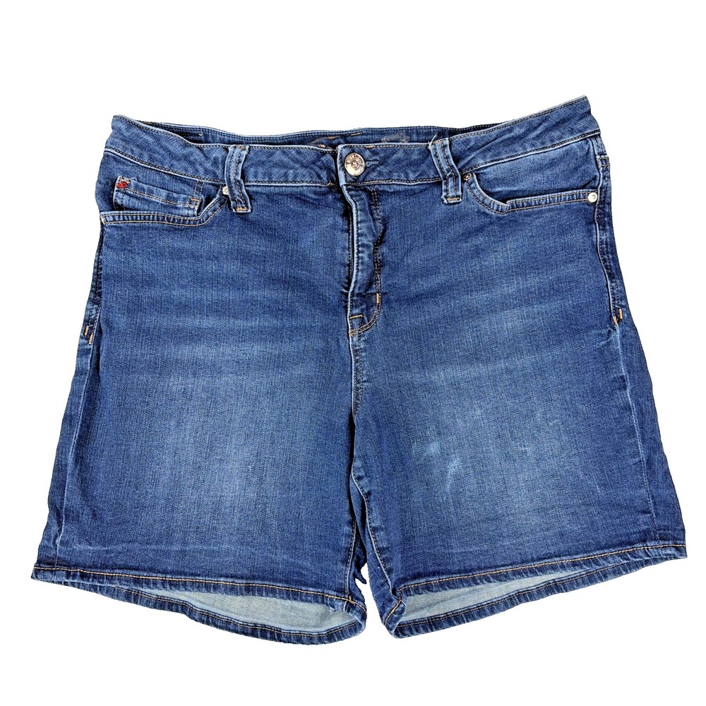 Seven7 Weekend Short Womens 14 Blue Denim Stretch Mid Rise Five Pocket Shorts